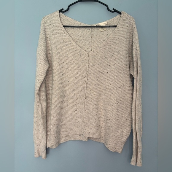 Anthropologie Sweaters - Kaisely For Anthropologie Womens Beige Speckled V Neck Seamed Sweater Sz Medium